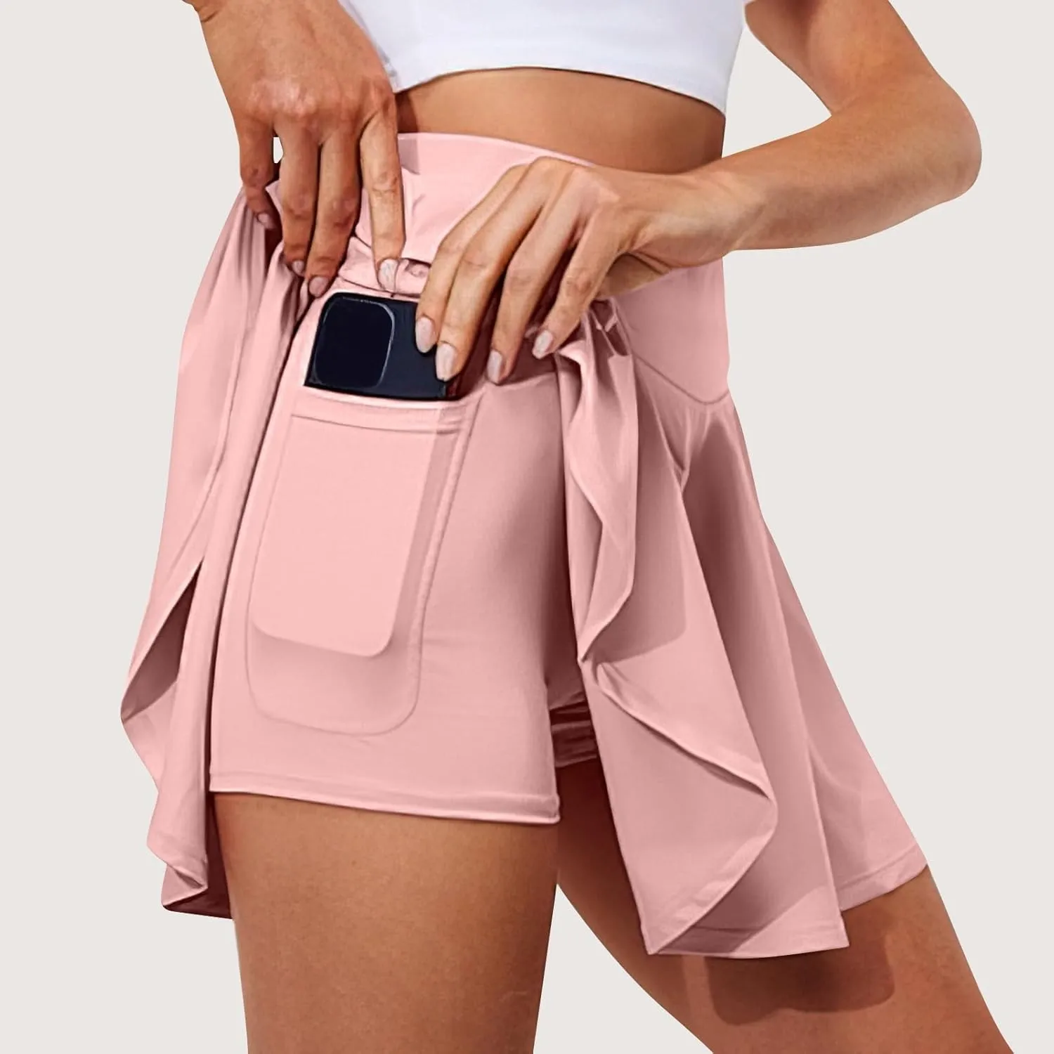 Women's Tennis Skirt with Shorts Underneath Summer Athletic Skorts with Pockets Y2k High Waisted Golf Skirt