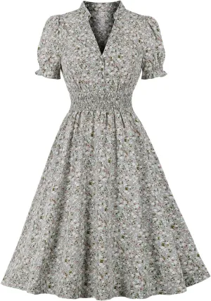 Women's V-Neckline Stretchy Casual Midi Plus Size Bridesmaid Dress Vintage 1950s Retro Rockabilly Prom Dresses