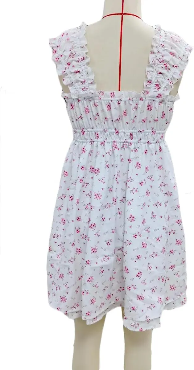 Women's Y2K Babydoll Mini Dress Fairy Vintage Square Neck Ruffle Sweet Party Dresses A Line Swing Princess Sundress