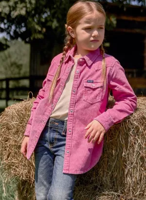 Wrangler Girls Pink Cord Snap Shirt Jacket