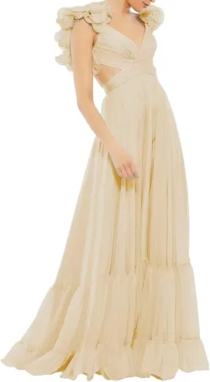 Xyiveaf V-Neck Prom Dresses for Women Formal Evening Dress Chiffon Bridesmaid Dresses Elegant Backless Long Ball Gowns