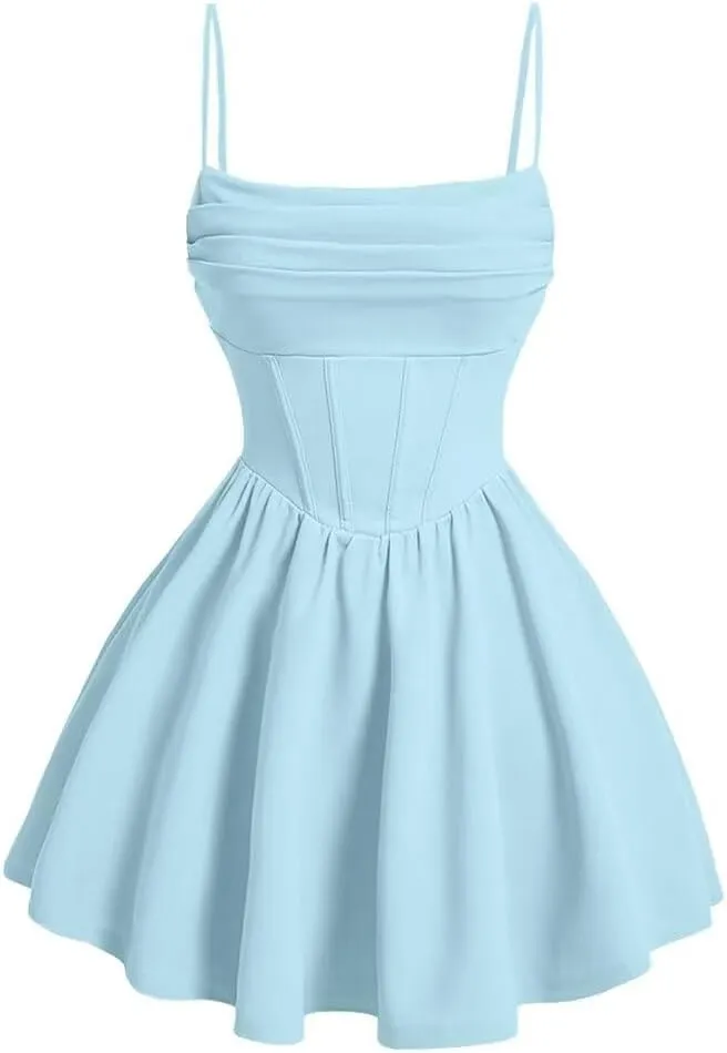 yinyyinhs Spaghetti Straps Chiffon Homecoming Dresses for Teens Short Prom Dress Ruched A-Line Formal Cocktail Party Gowns