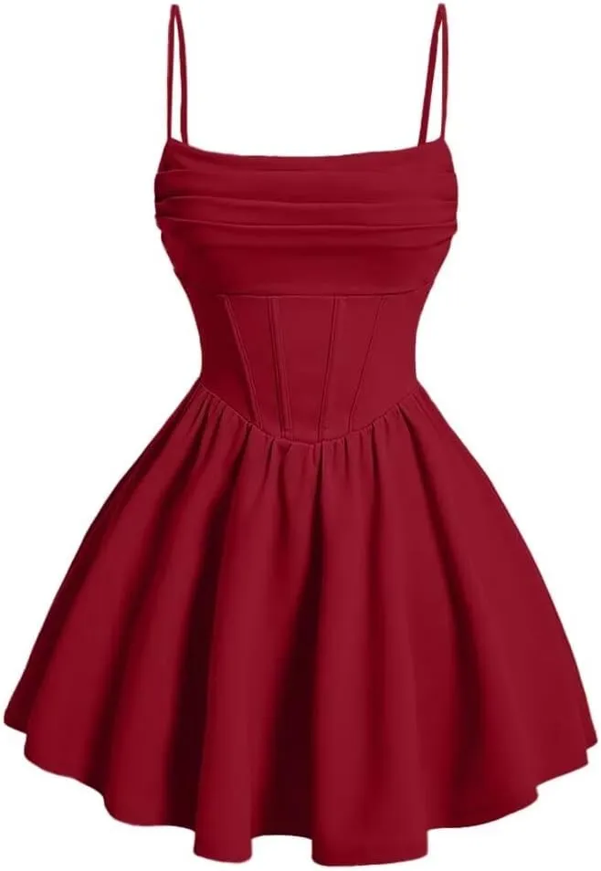 yinyyinhs Spaghetti Straps Chiffon Homecoming Dresses for Teens Short Prom Dress Ruched A-Line Formal Cocktail Party Gowns