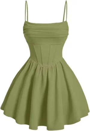 yinyyinhs Spaghetti Straps Chiffon Homecoming Dresses for Teens Short Prom Dress Ruched A-Line Formal Cocktail Party Gowns