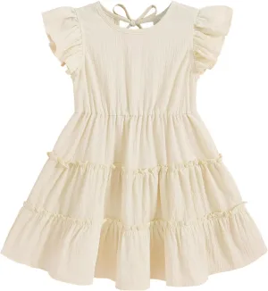 YOUNGER TREE Toddler Dress Baby Girl Summer Clothes Ruffle Sleeve Smock Beach Boho Dresses Sundress