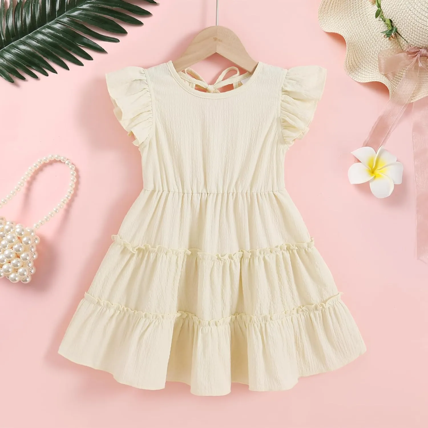 YOUNGER TREE Toddler Dress Baby Girl Summer Clothes Ruffle Sleeve Smock Beach Boho Dresses Sundress