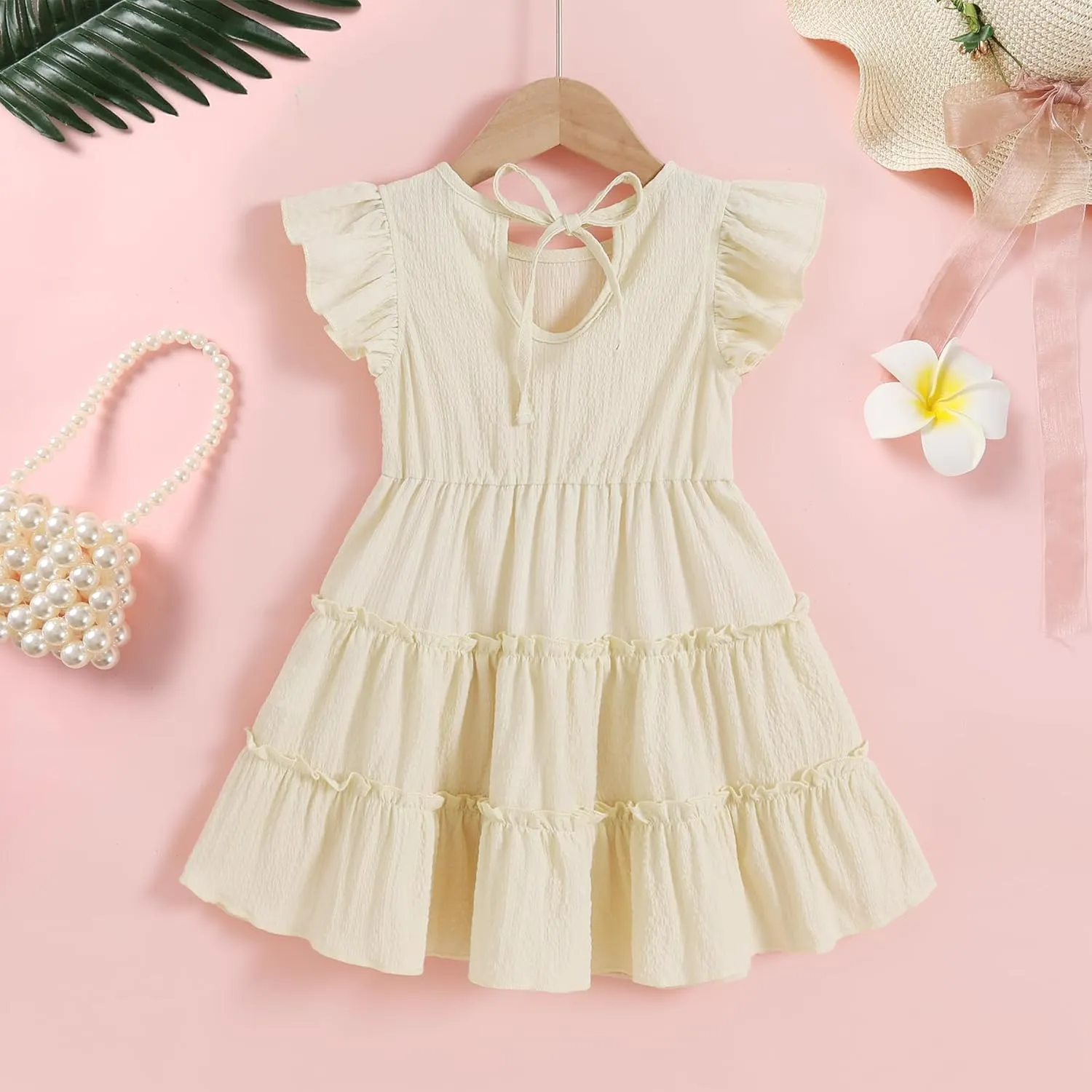 YOUNGER TREE Toddler Dress Baby Girl Summer Clothes Ruffle Sleeve Smock Beach Boho Dresses Sundress